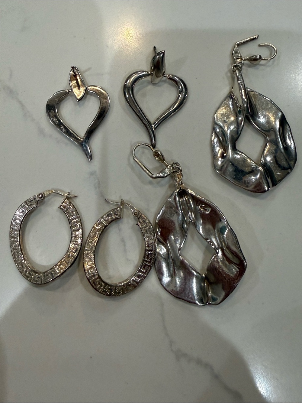 Silver-Tone Women’s Earring Set 3 pairs of 925 sterling silver earrings